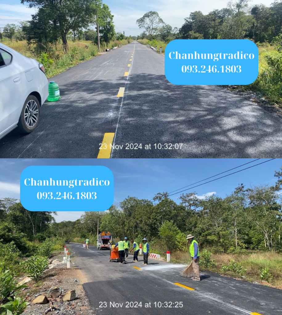 Thi công sơn kẻ vạch đường theo đơn hàng Tây Ninh