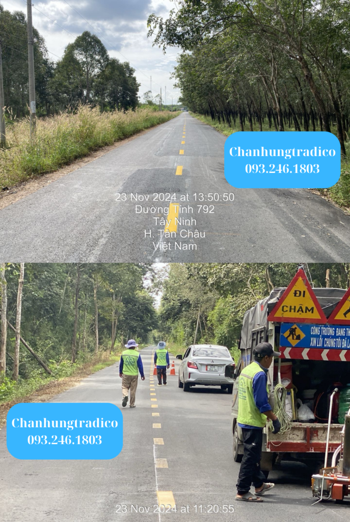 Thi công sơn kẻ vạch đường theo đơn hàng Tây Ninh
