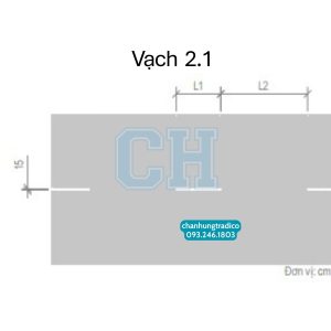 Vạch 2.1 vạch đơn, đứt nét, màu trắng