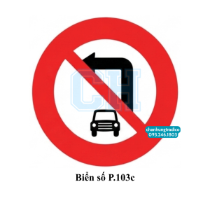 biển báo cấm ô tô rẽ trái (với mã biển P.103c)