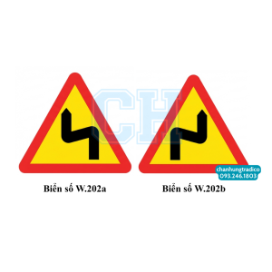 Biển báo nhiều chỗ ngoặc nguy hiểm liên tiếp P.202a,b
